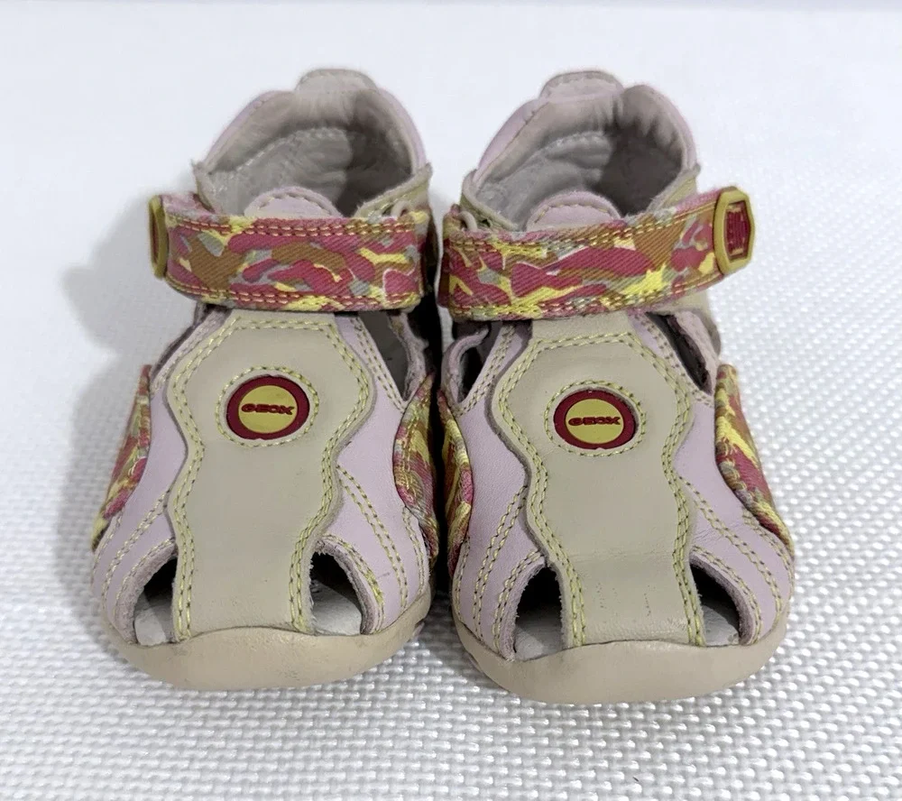 Geox Respira Shoes Girls Sandals US 6.5 EUR 22 Leather Dusty Pink Beige Logo